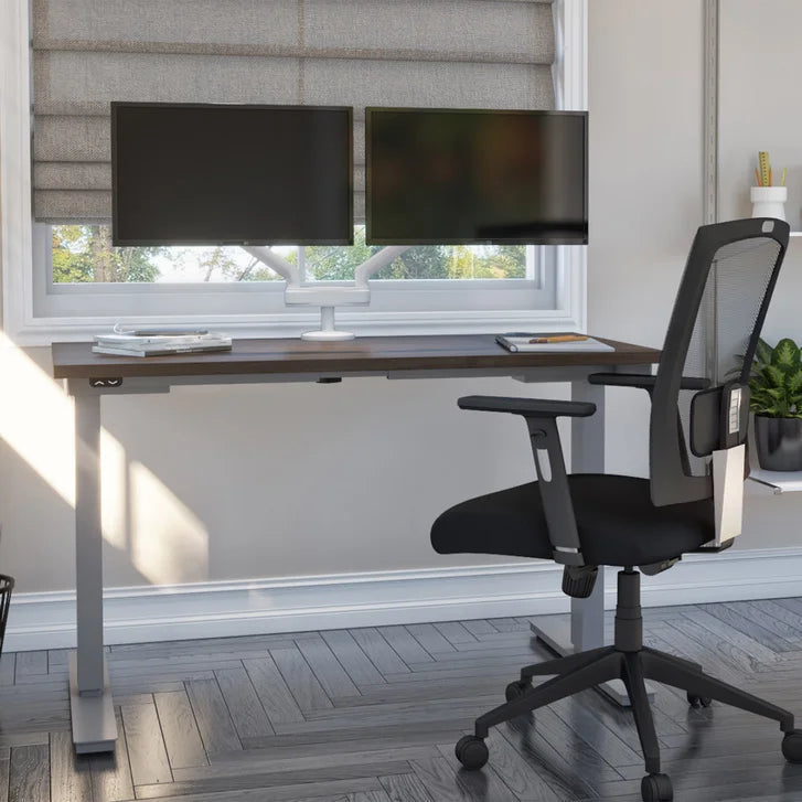 Bestar Upstand 61 cm x 122 cm (24 in. x 48 in.) Height Adjustable Desk with Dual Monitor Arm E3848