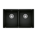 Precis 29-in 50/50 Double Bowl Undermount Kitchen Sink, Coal Black