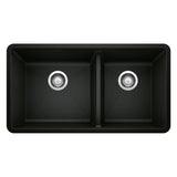 Precis 33-in 60/40 Double Bowl Undermount Kitchen Sink, Coal Black