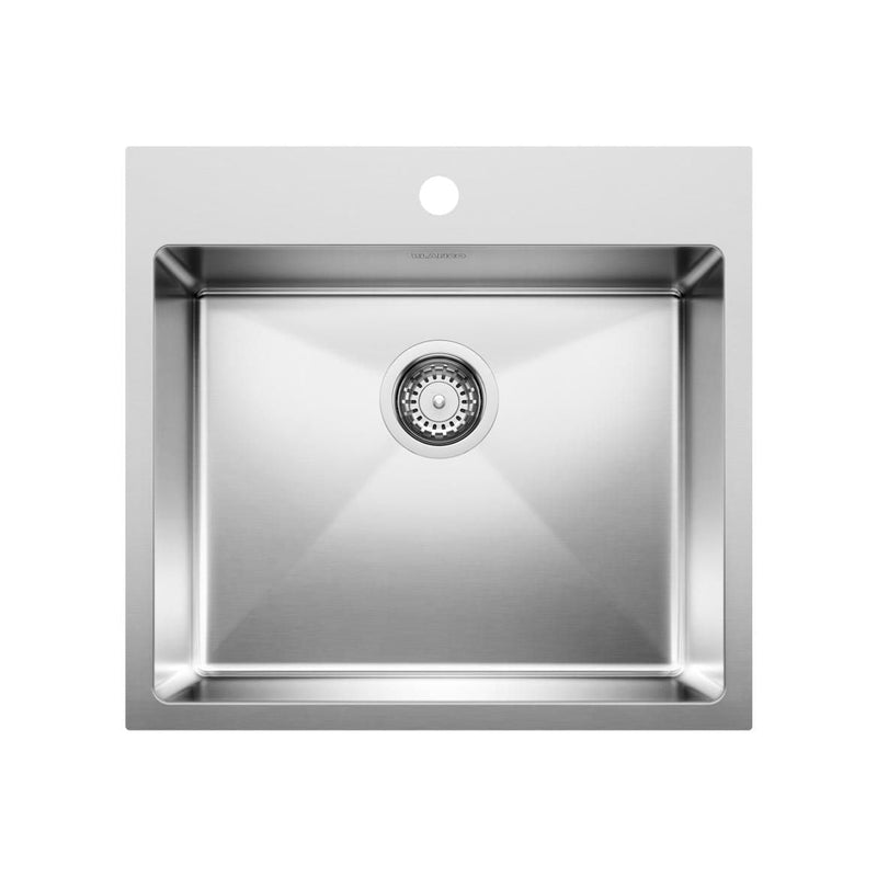 Quatrus R15 22-in Single Bowl Dual Mount Stainless Steel Kitchen Sink V9191