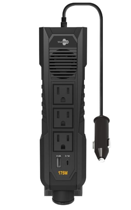 Power Inverter with USB Ports & Electrical Outlets, 175W J4242