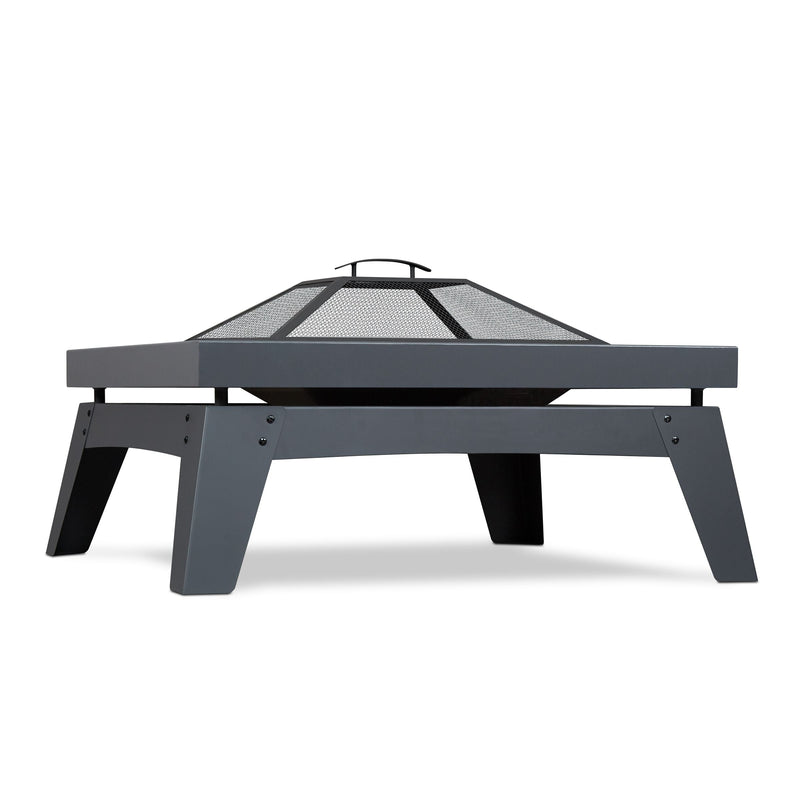 Breton Square Steel Wood Burning Fire Pit in Gray, 37-in J5861