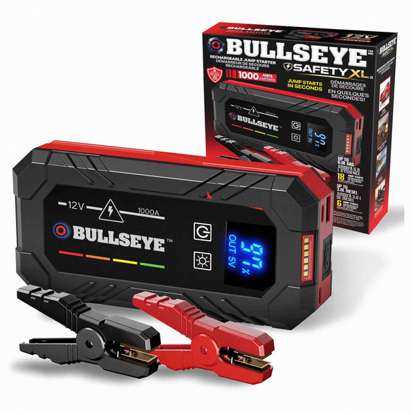 XL 1000A 12V Car Jump Starter, Portable Booster with Jumper Cables, 6.0-L Gas & 3.0-L Diesel, 1800mAh Rechargeable D2855