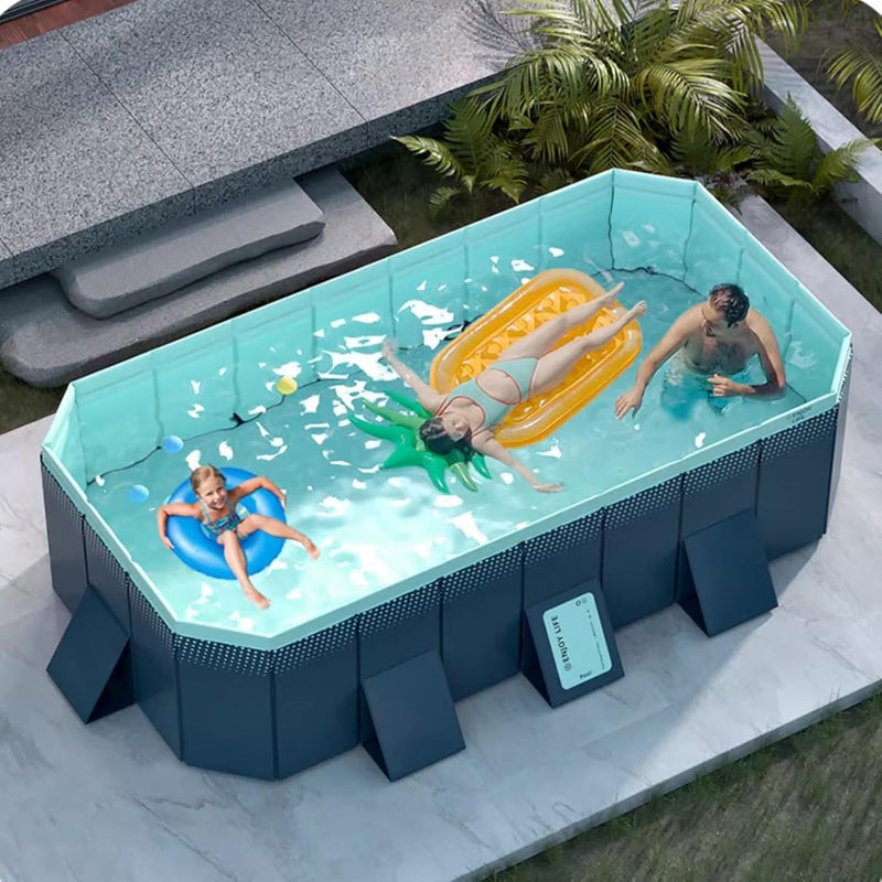 Pool Above Ground/Wood Frame Swimming Pools, 5feet/ 6foot/ 7ft/ 8ft/ 9ft/ 13ft Long Outdoor Mini Large Rectangular Pool for Indoor Outdoor Backyard Home, Toddler Adults Relax Pool (Size: 1.6x1.2x0. R9930