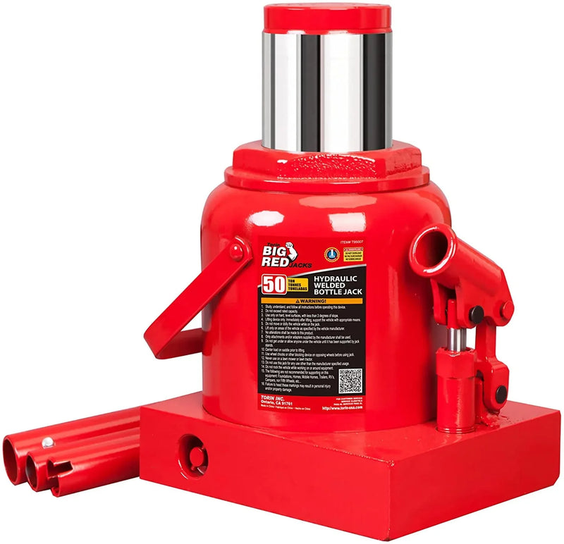 BIG RED 50 Ton Low Profile Hydraulic Bottle Jack – Welded Construction for Automotive & Heavy Lifting X7453