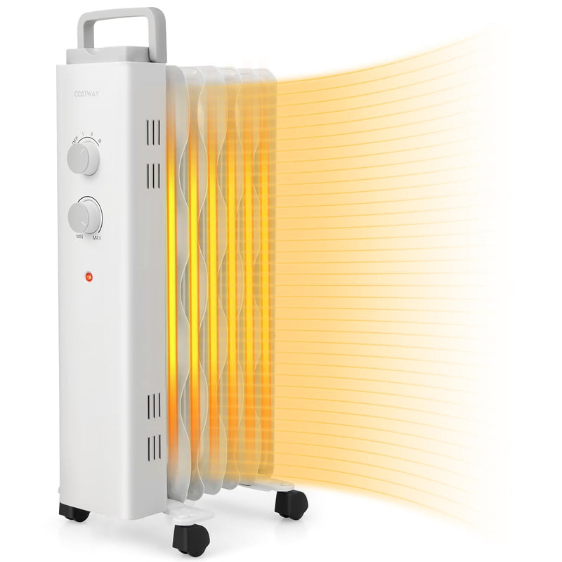 1500W Oil Filled Space Heater Electric Oil Radiant Heater w/ Safety Protection A4303