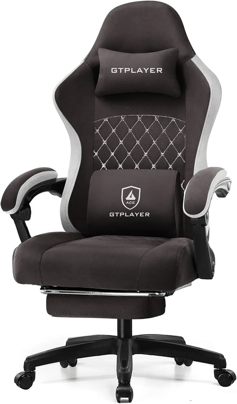 Gaming Chair, Computer Office Chair with Pocket Spring Cushion, Linkage Armrests and Footrest, High Back Ergonomic Computer Chair with Lumbar Support Task Chair with Footrest G1441