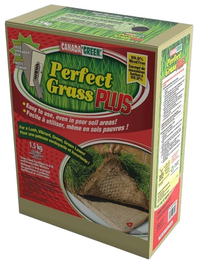 Canada Green Perfect Grass Plus 3-0-3 Grass Seed, Fertilizer & Vermiculite Mixture, 1.5kg Z0492