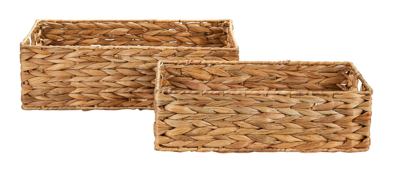 Ari Rectangle Woven Water Hyacinth Storage Basket, 2-pc O8541