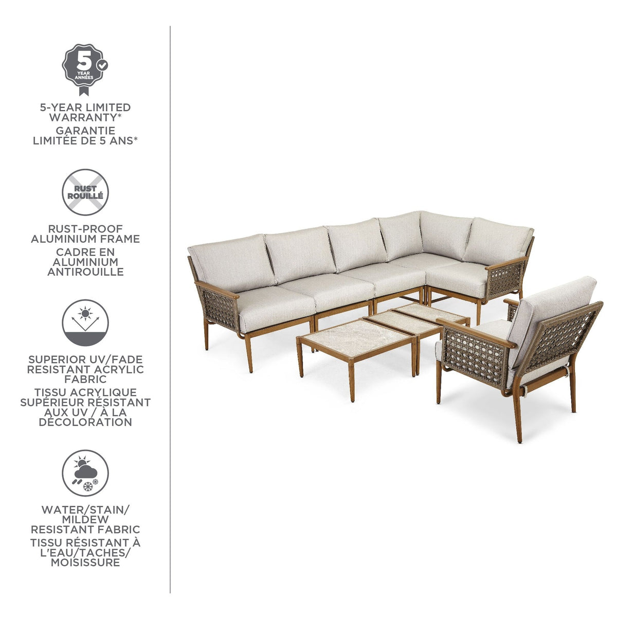 Baffin All-Weather Wicker Outdoor/Patio Conversation Set with Custom Fit Cover