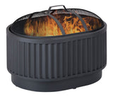 Barbeau Oval Outdoor Fluted Wood Firepit, 28-in, Black