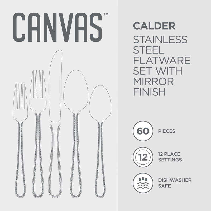 Beaded Edge Flatware Set, Serves 12, 60-pc W8221