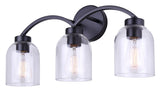 Bentbrook 3-Light Vanity with Glass Shade, Black