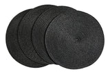 Braided Round Placemats, Black, 15-in Diameter, 4-pk