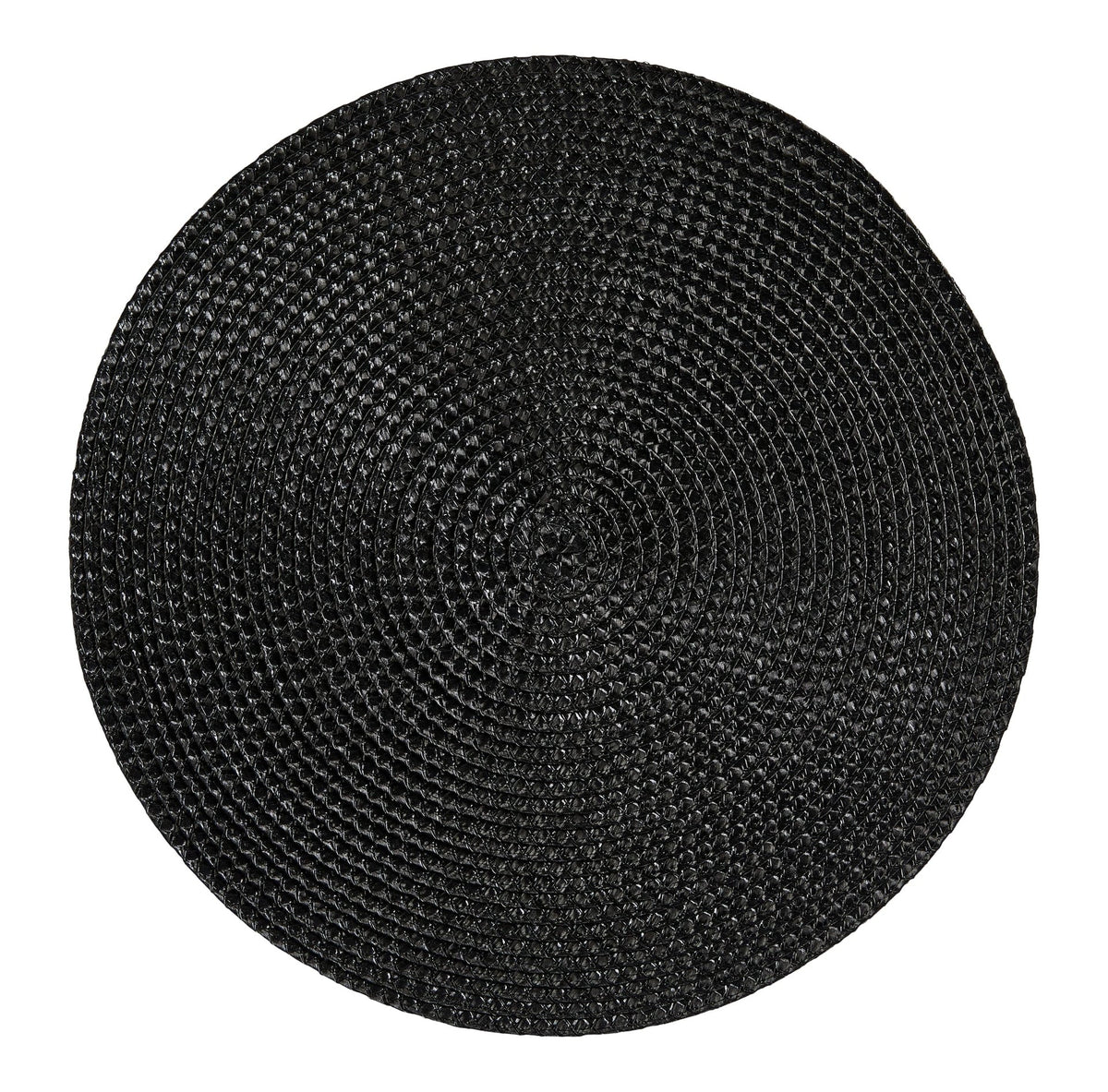 Braided Round Placemats, Black, 15-in Diameter, 4-pk