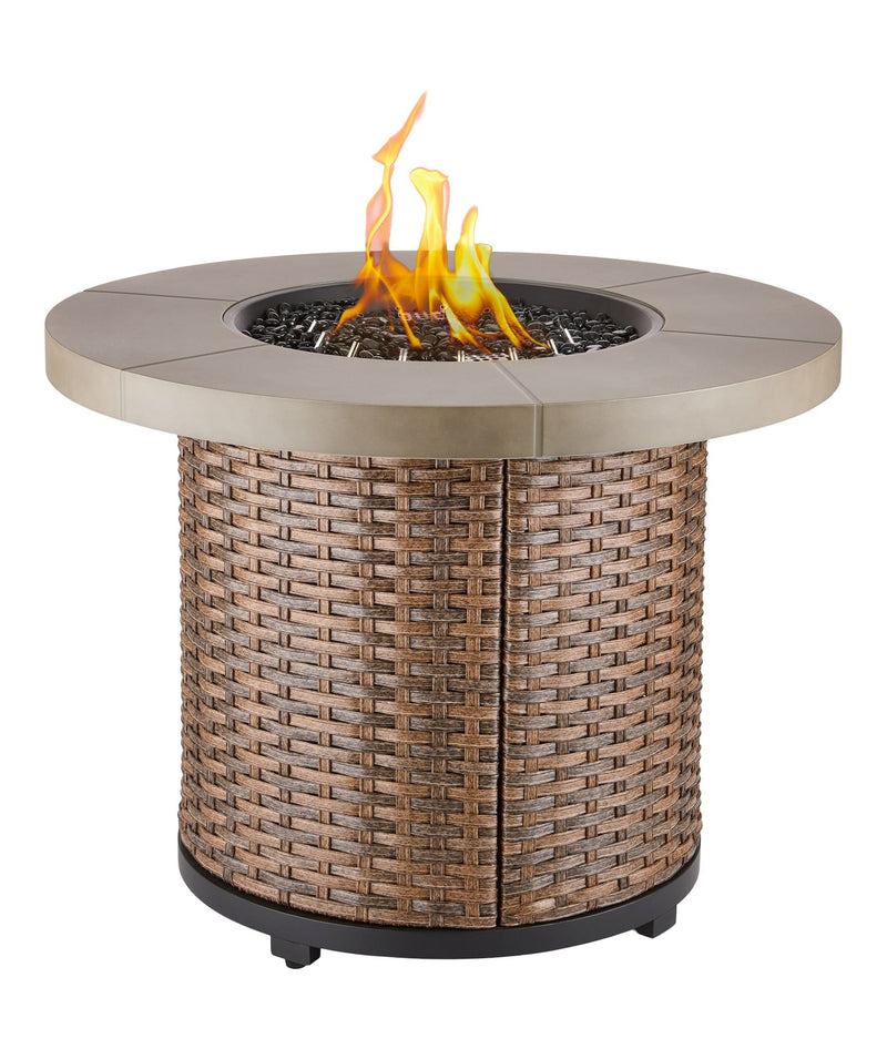 Bryce Stainless Steel Round Outdoor Gas Fire Table, 50,000 BTUs, 32-in Z0906