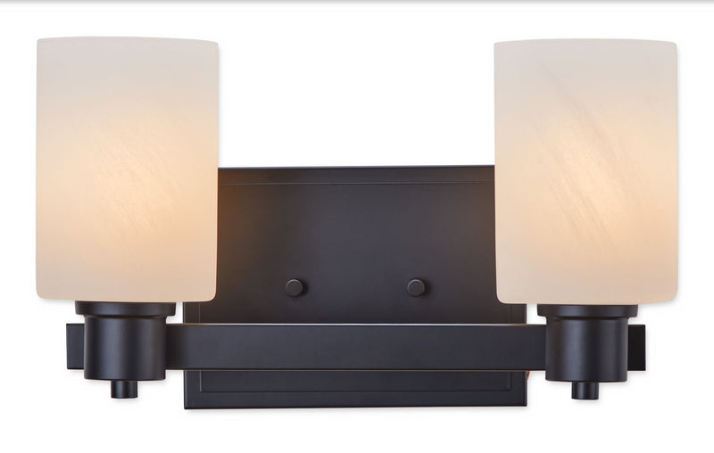 Cambray 2-Light Alabaster Shade Vanity Light, Black O1340