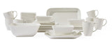 Cornerbrook Square Stoneware Dinnerware Set with Serveware, Serves 8, 34-pc, Warm White