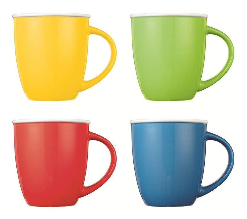 Easton Ceramic Mug Set, 13.5-oz, Assorted Colours, 4-pc, Dishwasher and Microwave Safe Q3163