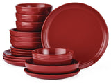 Edenhill Farmhouse Bistro Stoneware Dinnerware Set, Serves 4, 16-pc, Red