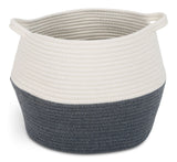 Henley Round Rope Basket, White/Grey, 12.6 x 12.6 x 11.8-in