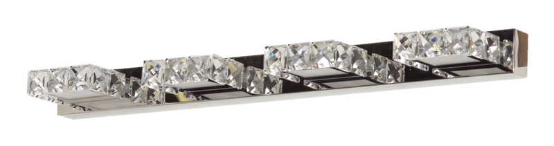Isabella 4-Light Crystal Design LED Vanity Light Fixture, Chrome D5208
