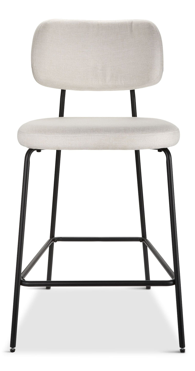 Kase Upholstered Counter Stool with Back Rest, Off-white/Light Grey Z942