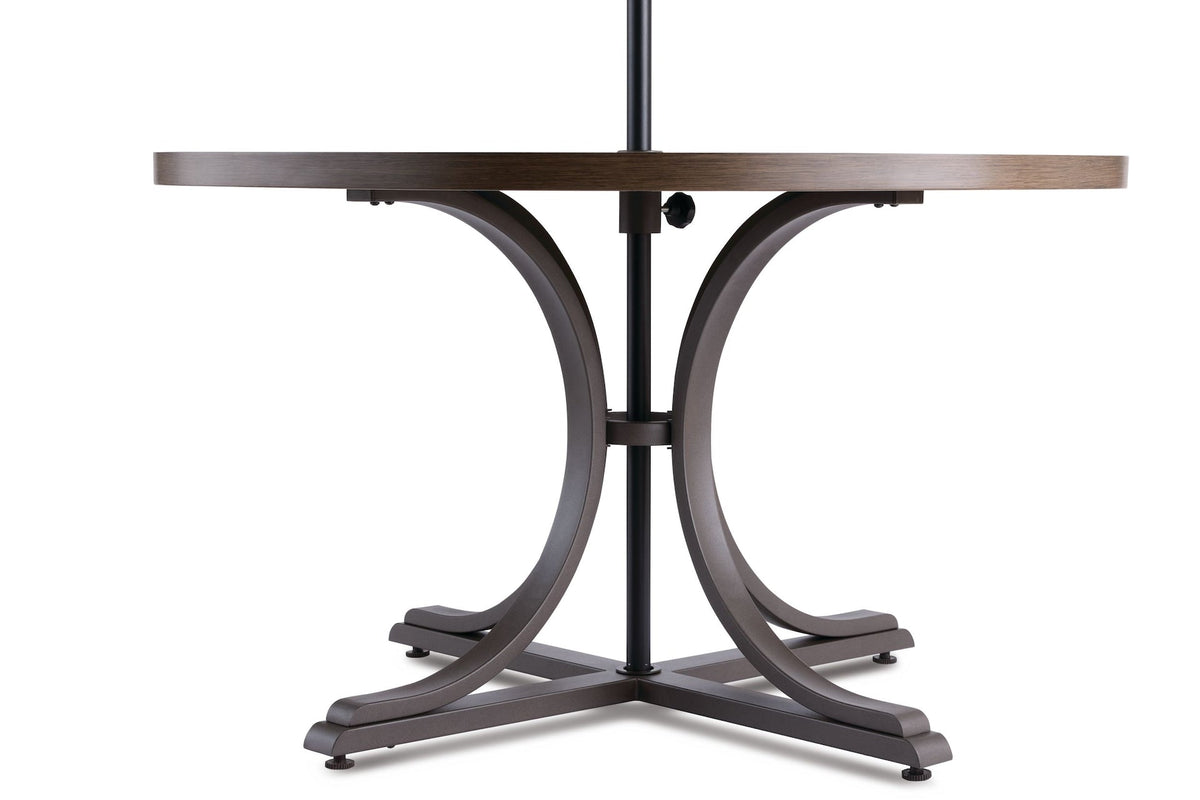 Lorette Outdoor Patio Round Dining Set with Wicker Chairs and Built-in Umbrella Pedestal, Brown, 5-pc