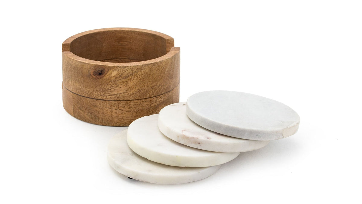 Marble Drink Coasters, Round, Crystal, 4-pk