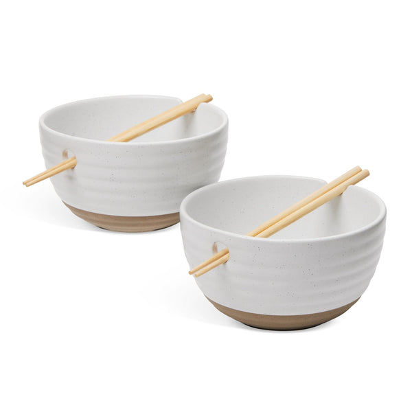 Noodle Bowl with Chopsticks Set, Serves 2, 4-pc, White F5211