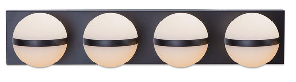Orion 4-Light Vanity with Acrylic Glass, Black, 25-in D0449