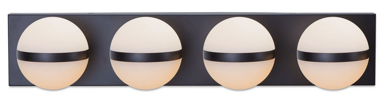 Orion 4-Light Vanity with Acrylic Glass, Black, 25-in D0449