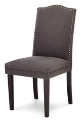Regent Nailhead Upholstered Dining Chairs with Solid Wood Legs (2-Piece Set), Grey