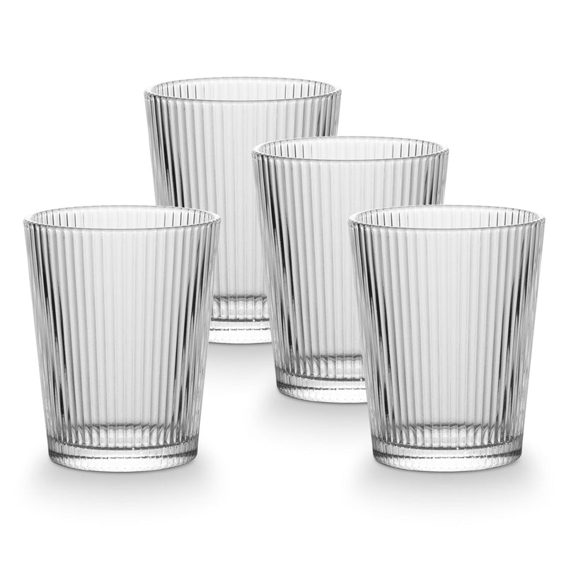 Ribbed DOF Dinner Glass Set, Lead-free, 4-pc C8705