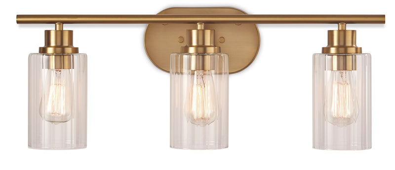 Rosstown 3-Light Vanity Light Fixture with Glass Shades, Brushed Gold G2596