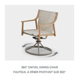 Sauble Sling Outdoor Patio Dining Set with Swivel Chairs and Umbrella Hole, Tan, 7-pc