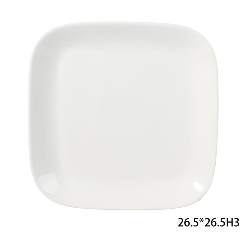 Square Stoneware Dinner Plate, 10-in, White I7285