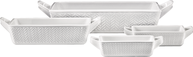 Stoneware Bakeware Set, White, Assorted Sizes, 4-pc S1377