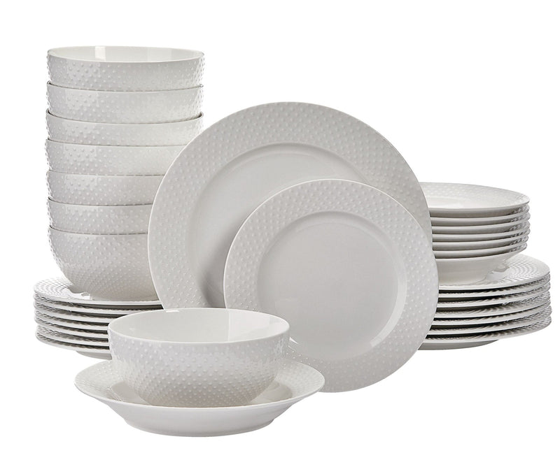 Westbrooke Stoneware Dotted Dinnerware Set, Serves 8, 32-pc, White Q8519