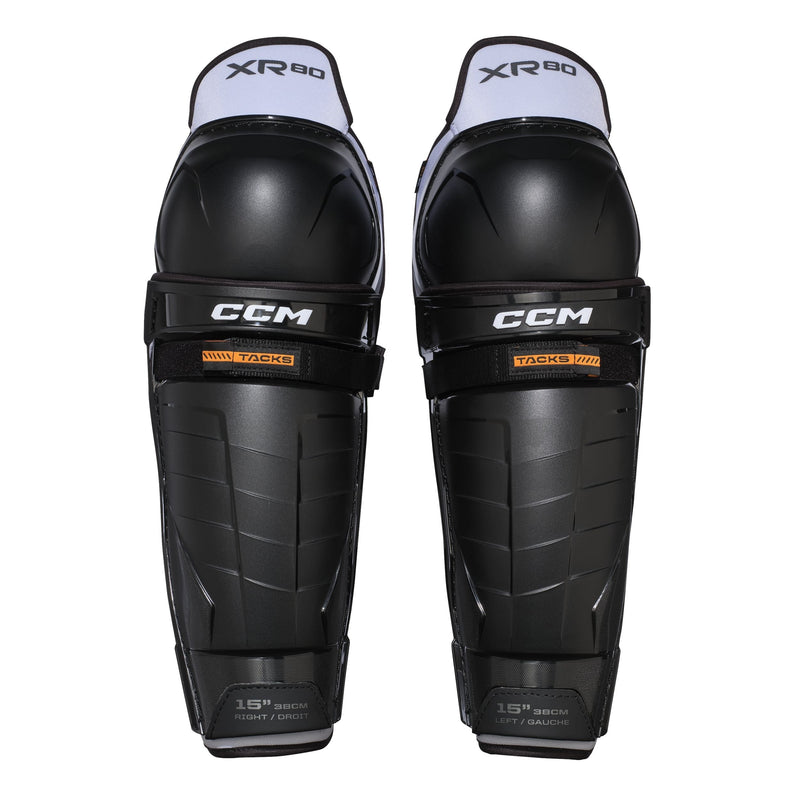 Tacks XR80 Hockey Shin Guards, Senior, Black/White, Assorted Sizes B7780