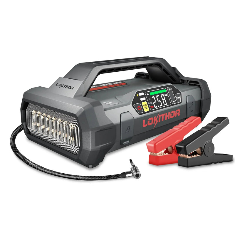 Starter with Air Compressor, 1500Amp 12V Portable Car Battery Booster Pack for Upto 7.0L Gas or 4.5L Diesel, 150 PSI Tire Inflator with Digital Screen, 24 Months Ultra-Long Standby A7256