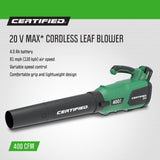 20V Cordless Battery-Powered Lawn & Garden Leaf Blower