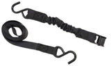Bungee Cam-Buckle Tie-Down, 600-lb Break Strength, Black, 8-ft, 2-pk