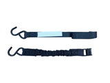 Bungee Cam-Buckle Tie-Down, 600-lb Break Strength, Black, 8-ft, 2-pk