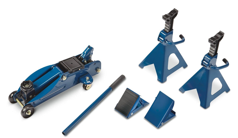 Garage Combo Kit, Jack and Axle Stands with Wheel Chocks, 2-Tonnes, 5-pc D7643