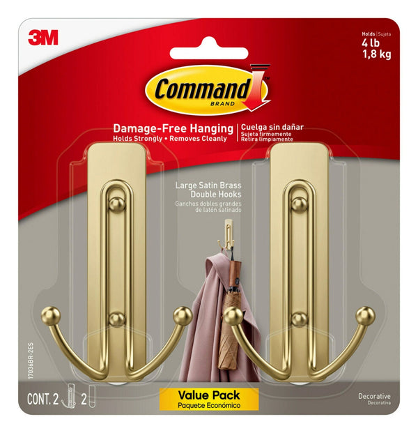 Large Satin Brass Hooks T3707