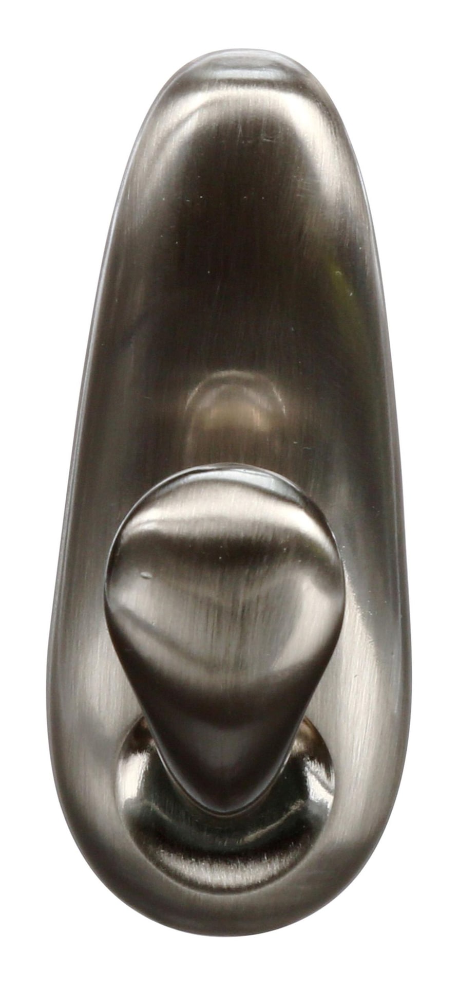 Medium Decorative Metal Hook with Adhesive Strips, Brushed Nickel, 3-lbs, 1 Strip per Pack