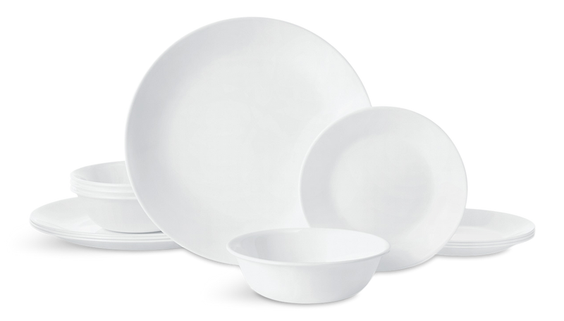 Winter Dinnerware Set, Serves 4, 12-pc, Frost White R4208