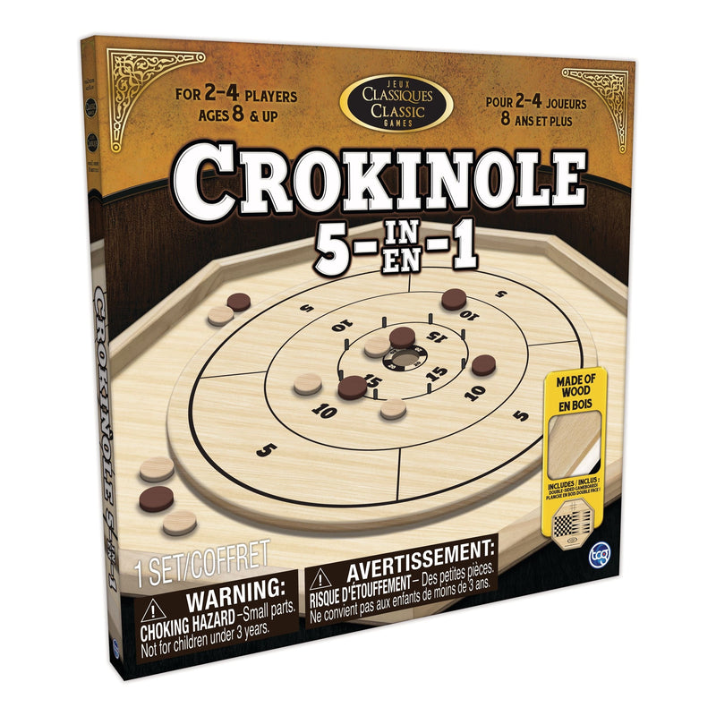 Crokinole 5-in-1 Deluxe Wooden Board Game Set, Ages 8+ L8048