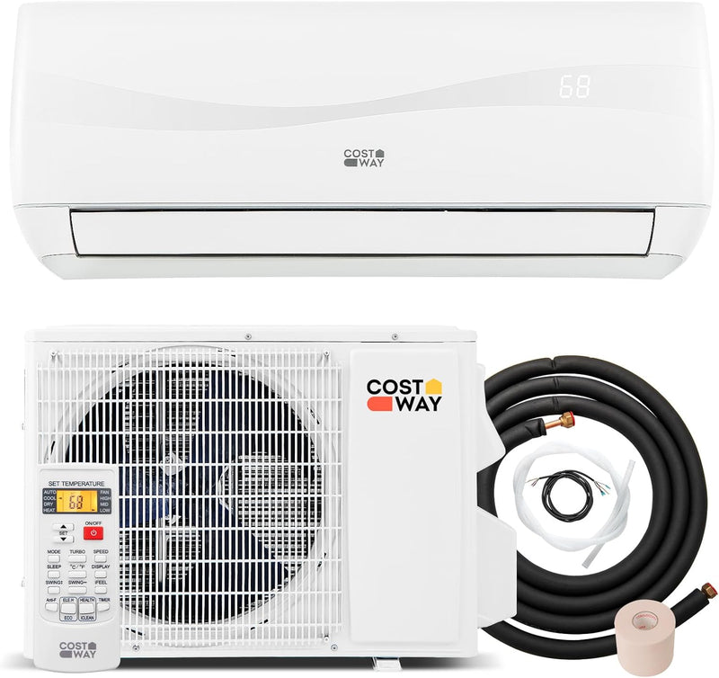 12000-watt mini split air conditioner and heater, 20 energy efficiency rating, 115 volts, wall-mounted tubeless air conditioning unit, capable of cooling rooms with an area not exceeding 750 square feet, energy-efficient inverter air conditioner equi K637